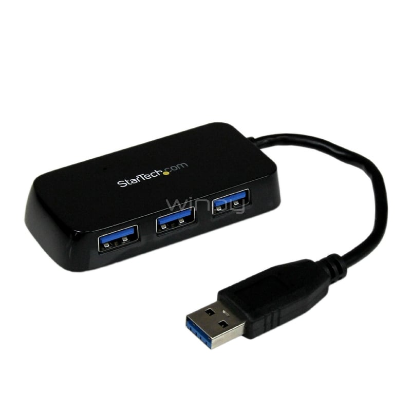 Adaptador Concentrador Hub  USB 3.0 Super Speed para Notebook de 4 Puertos Salidas - Negro - StarTech
