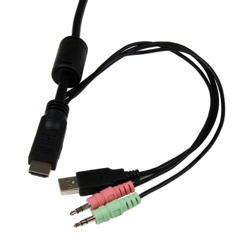 Conmutador Switch KVM 2 puertos HDMI USB Audio Mini Jack con Cables Integrados Sin Alimentación Externa - 1080p - StarTech