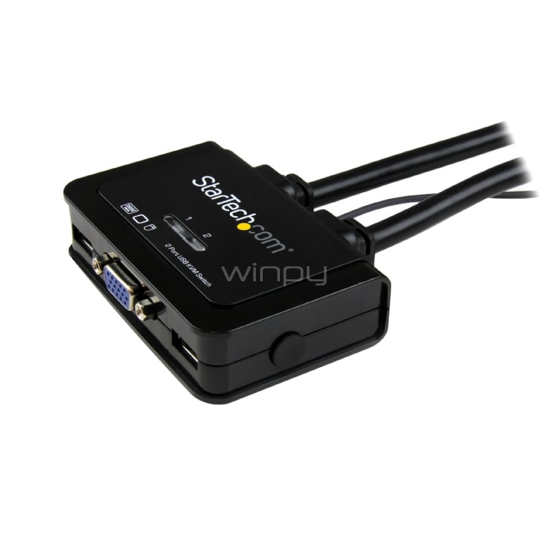 Switch Conmutador KVM de Cable con 2 Puertos VGA USB Alimentado por USB con Interruptor Remoto - StarTech