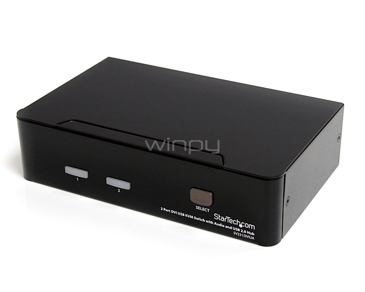 Conmutador Switch KVM - 2 puertos USB 2.0 - Audio Video DVI - StarTech