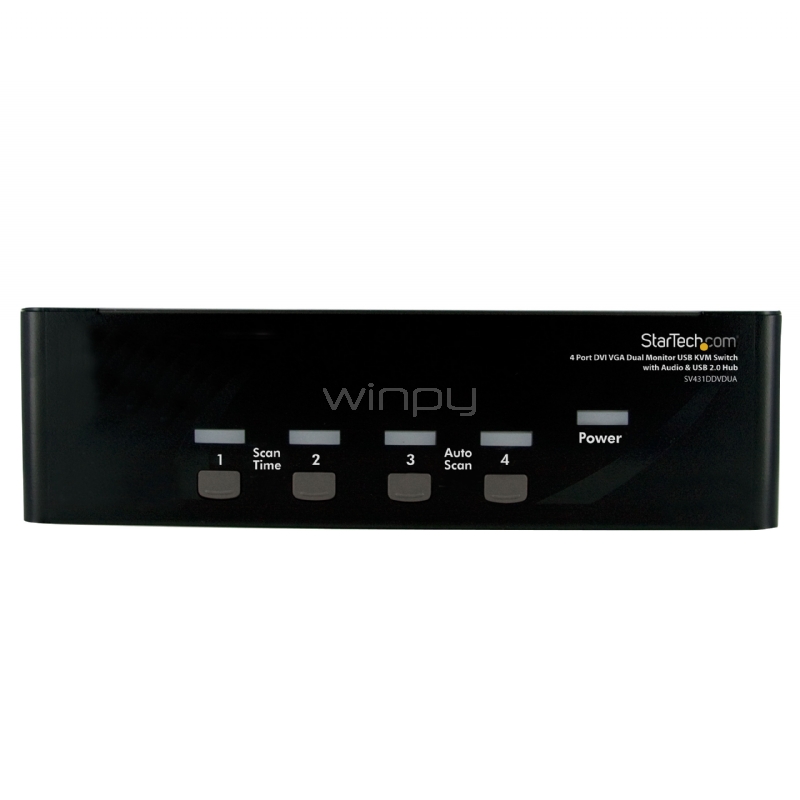 Conmutador Switch KVM 4 Computadores 2 Monitores Dobles DVI VGA Audio Puertos USB 1920x1440 - StarTech