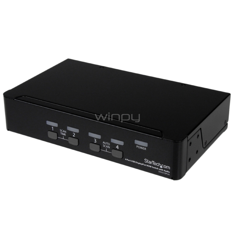 Conmutador Switch KVM 4 puertos Video DisplayPort DP Hub Concentrador USB 2.0 Audio - 2560x1600 - StarTech