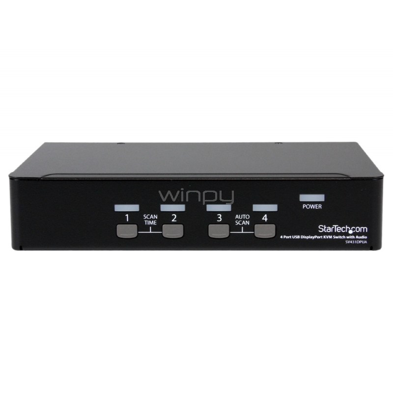 Conmutador Switch KVM 4 puertos Video DisplayPort DP Hub Concentrador USB 2.0 Audio - 2560x1600 - StarTech