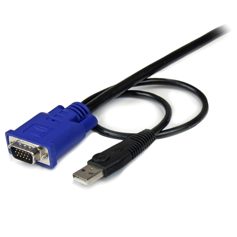 Cable KVM de 3m Ultra Delgado Todo en Uno VGA USB HD15 - 10ft Pies  2 en 1 - StarTech