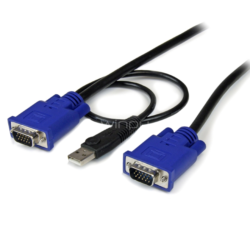 Cable KVM de 4,5m Ultra Delgado Todo en Uno VGA USB HD15 - 2 en 1 - StarTech