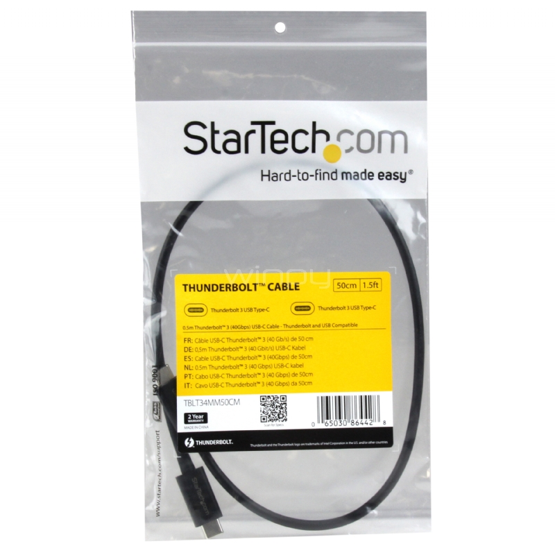 店内全品ﾎﾟｲﾝﾄ2倍!! 0.5m Thunderbolt （40Gbps） USB-C ケーブル  TBLT34MM50CM 1台 〔×3セット〕 通販