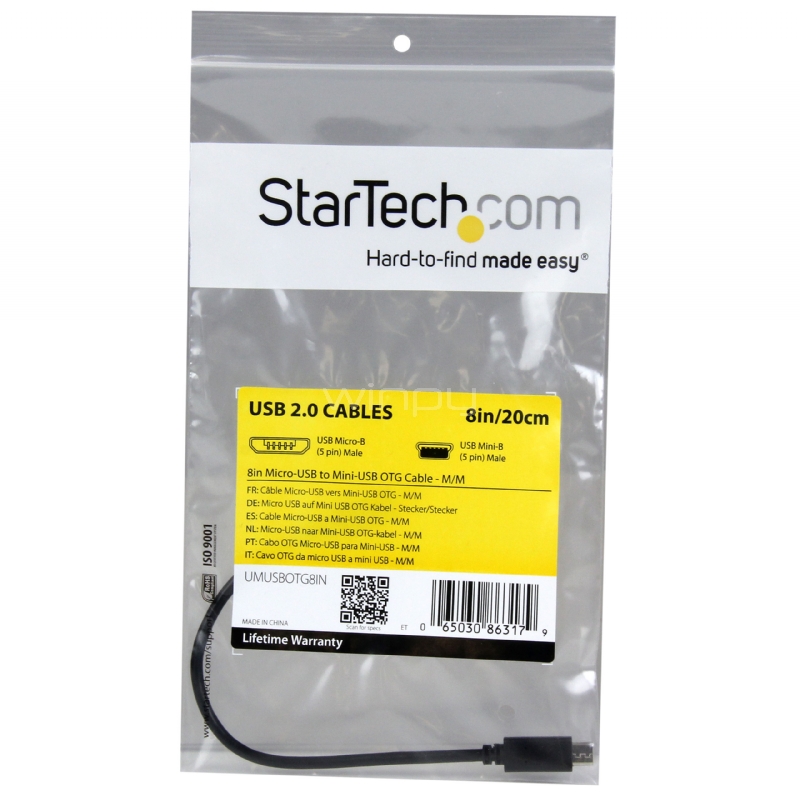 Cable USB OTG de 20cm - Cable Adaptador Micro USB a Mini USB - Macho a Macho - Cable para Dispositivos Móviles - StarTech
