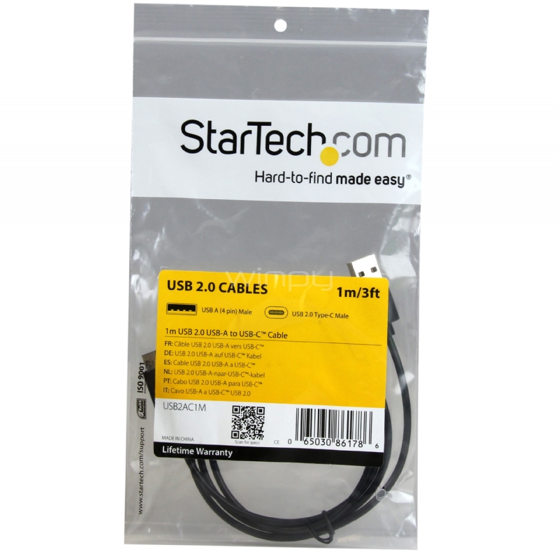 Cable USB Type-C de 1m - USB 2.0 Tipo A a USB-C - StarTech