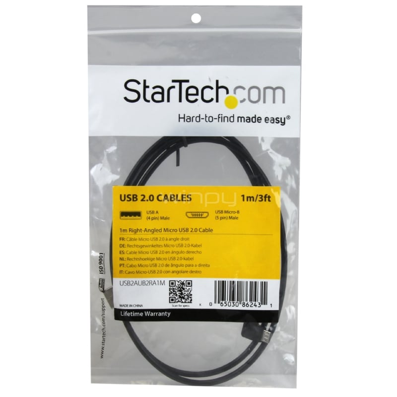 Cable de 1m Micro USB con conector acodado a la derecha - StarTech