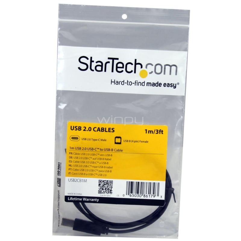 Cable USB Type-C de 1m - USB 2.0 Tipo B a USB-C - StarTech