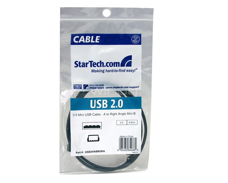 Cable de 0,9m Mini USB - USB A a Mini B Acodado a la Derecha - StarTech