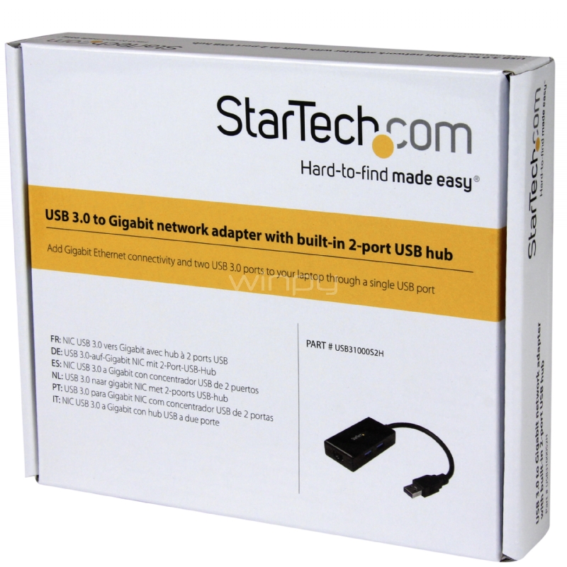 Adaptador de Red Ethernet Gigabit Externo USB 3.0 con Concentrador Incorporado de 2 Puertos USB - StarTech