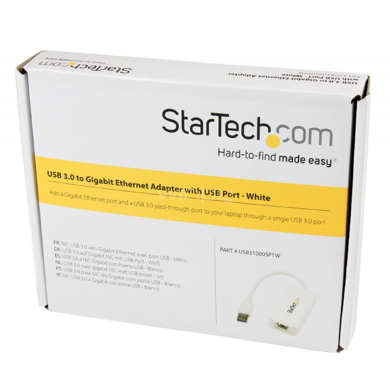 Adaptador Tarjeta de Red NIC Externa USB 3.0 de 1 Puerto Gigabit Ethernet RJ45 y Puerto USB - Blanco - StarTech