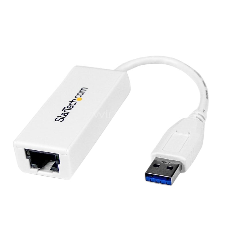 Adaptador Tarjeta de Red Externa NIC USB 3.0 a 1 Puerto Gigabit Ethernet 1Gbps RJ45 USBA Blanco - StarTech