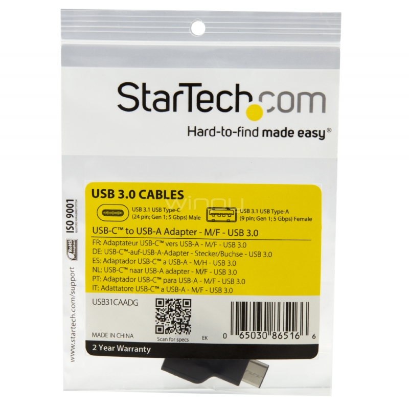 Adaptador USB-C a USB-A - Macho a Hembra - USB 3.0 - StarTech
