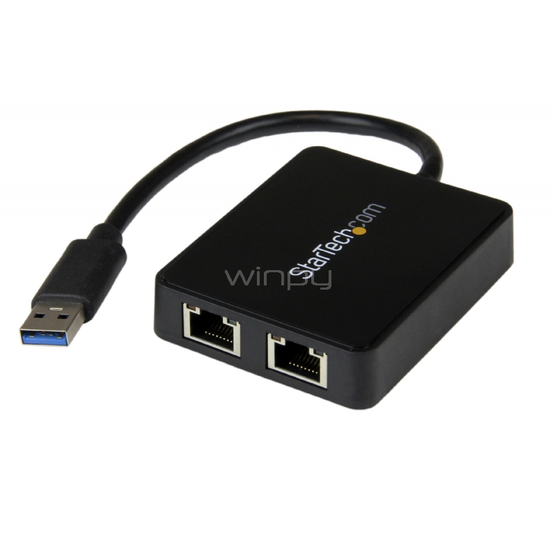 Adaptador Tarjeta de Red NIC Externa USB 3.0 2 Puertos Gigabit Ethernet RJ45 y Puerto USB - StarTech