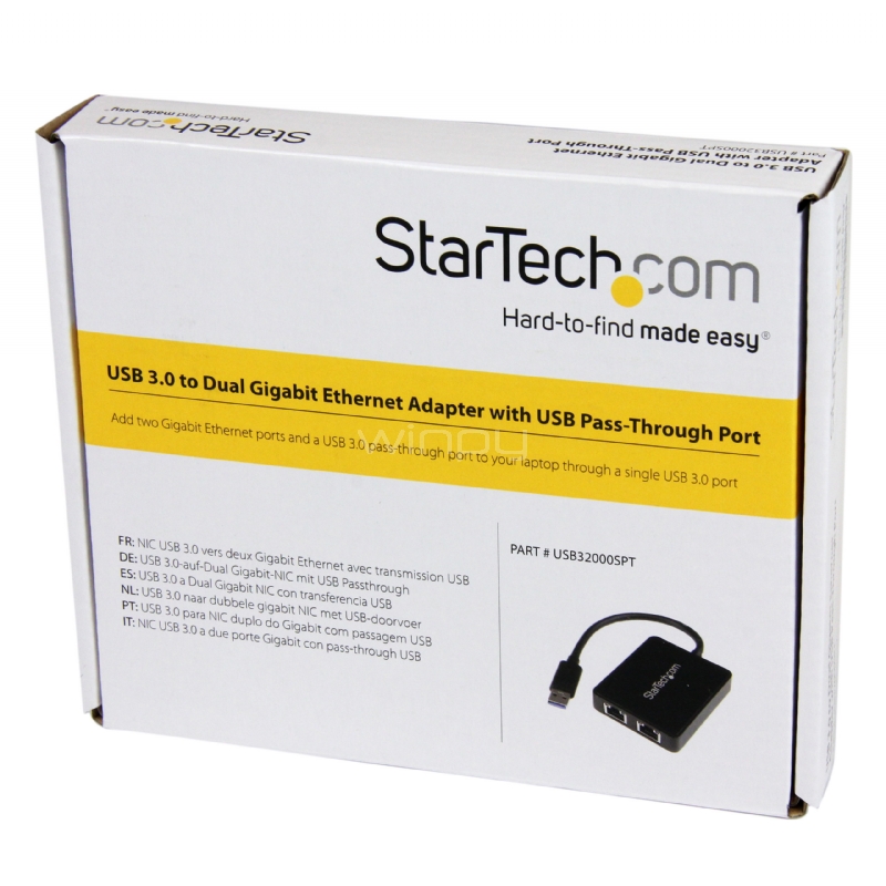 Adaptador Tarjeta de Red NIC Externa USB 3.0 2 Puertos Gigabit Ethernet RJ45 y Puerto USB - StarTech