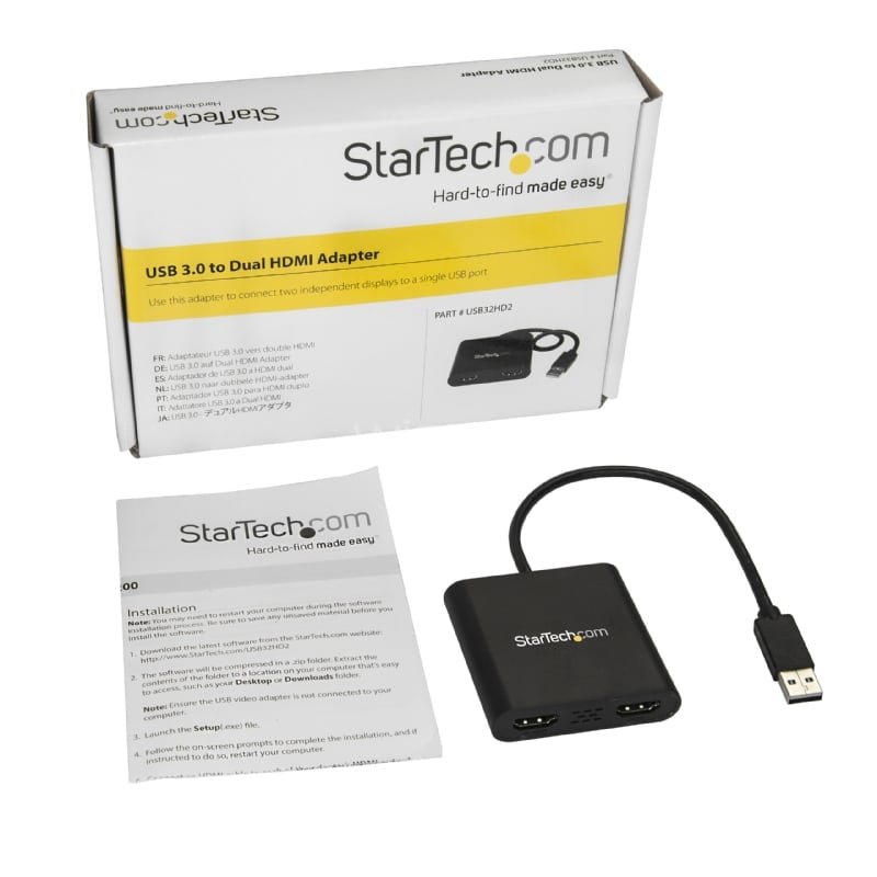 Adaptador de Video Externo USB 3.0 a 2 Puertos HDMI 4K para 2 Monitores - StarTech