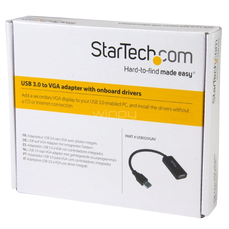 Adaptador de Video Conversor USB 3.0 a VGA con Controladores Incorporados - Cable Convertidor - 1920x1200 - StarTech