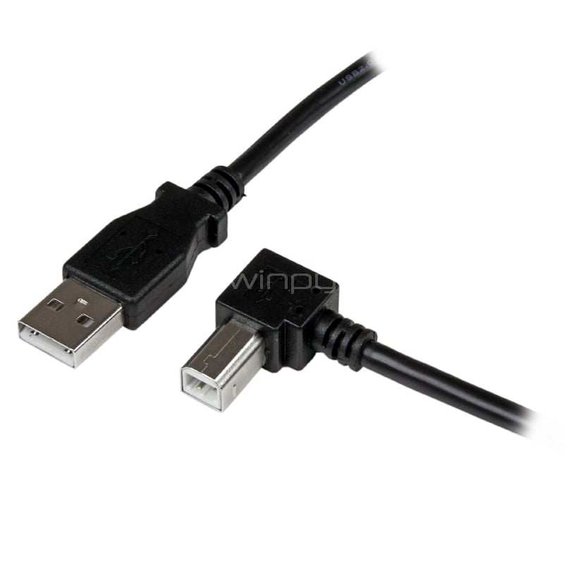 Cable Adaptador USB 2m para Impresora Acodado - 1x USB A Macho - 1x USB B Macho en Ángulo Derecho - StarTech