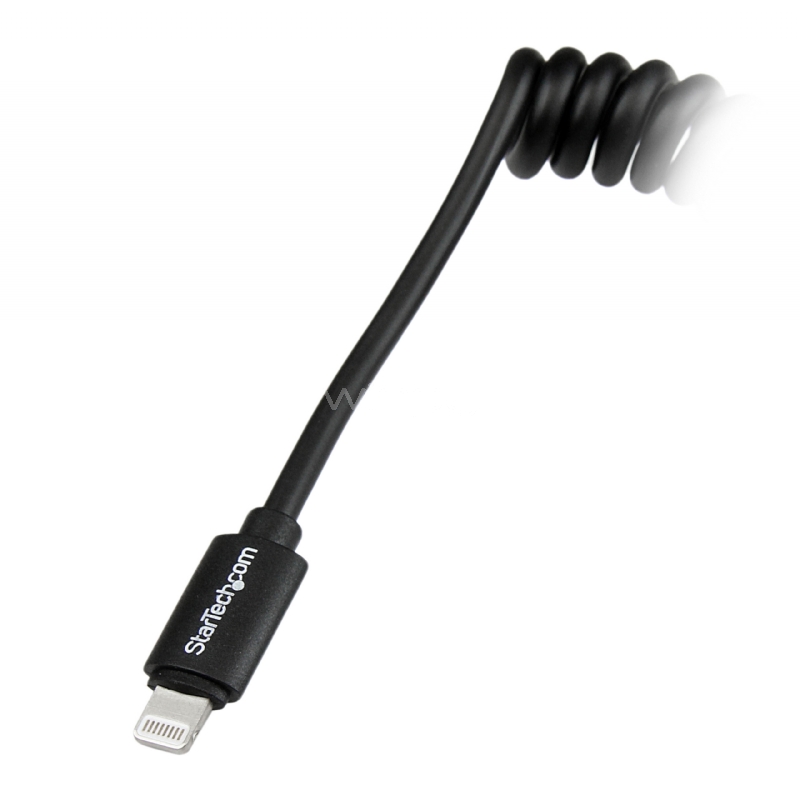 Cable en Espiral de 30cm Lightning 8 Pin a USB A 2.0 para Apple iPod iPhone iPad - Negro - StarTech