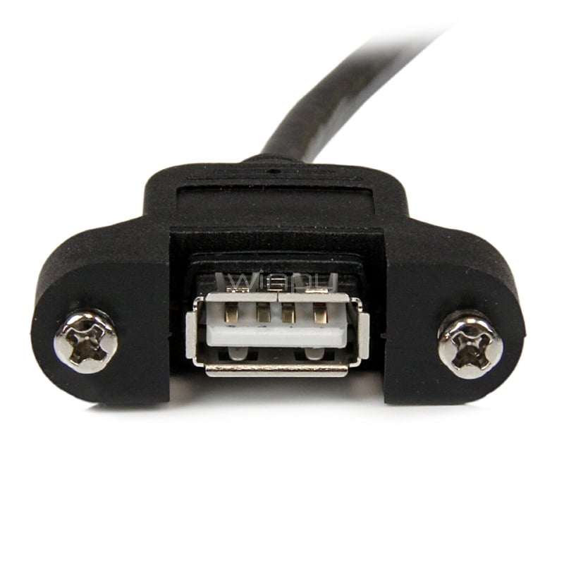Cable Alargador de 30cm USB 2.0 para Montar Empotrar en Panel - Extensor Macho a Hembra USB A - Negro - StarTech