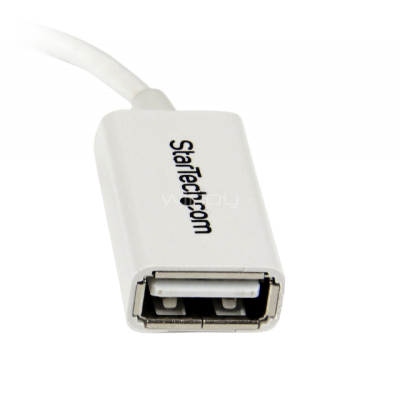 Cable Adaptador Micro USB a USB OTG Blanco de 12cm - Macho a Hembra - StarTech