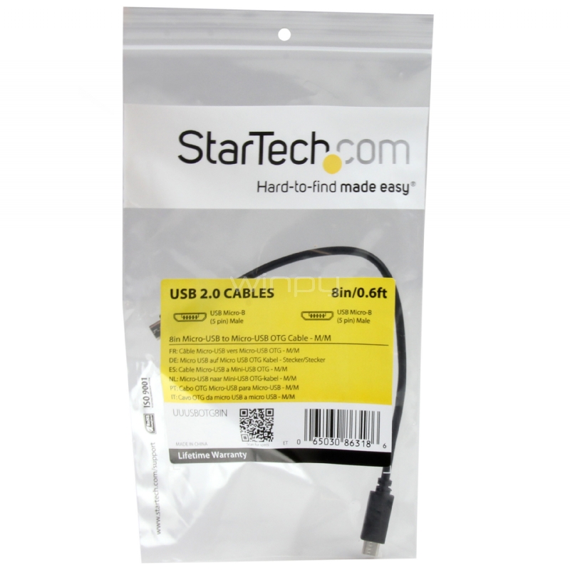 Cable USB OTG de 20cm - Cable Adaptador Micro USB a Micro USB - Macho a Macho - StarTech