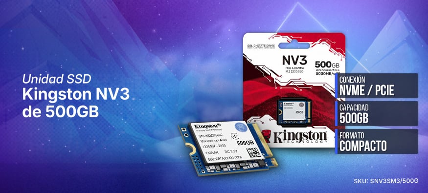 Unidad SSD Kingston NV3 de 500GB