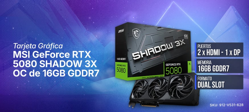 Tarjeta gráfica MSI GeForce RTX 5080 SHADOW 3X OC de 16GB GDDR7