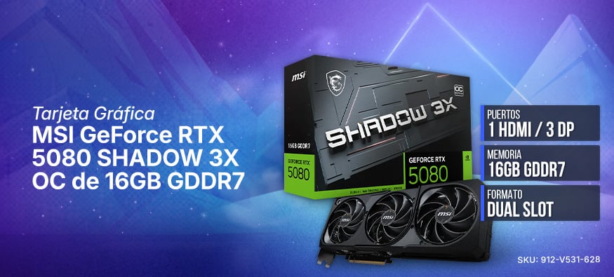 Tarjeta gráfica MSI GeForce RTX 5080 SHADOW 3X OC de 16GB GDDR7