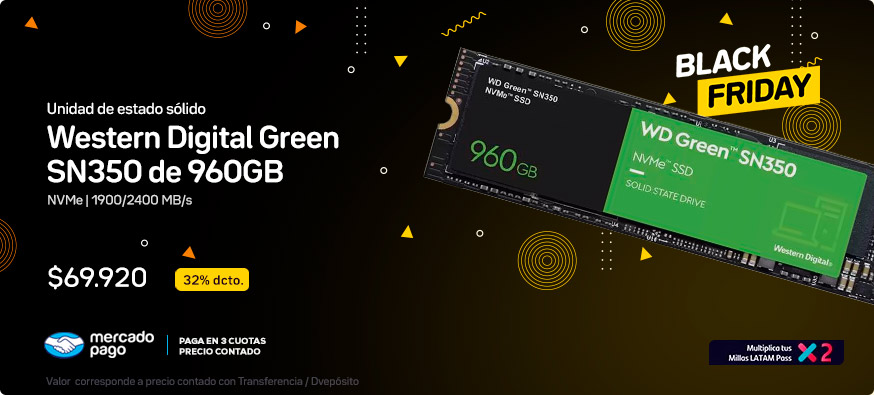 Unidad de estado sólido Western Digital Green SN350 de 960GB