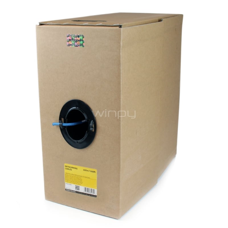 Rollo Bobina de 304,8m de Cable de Red Sólido Bulk a Granel UTP Cat6 Azul Certificado CMR (Riser) RJ45 - StarTech