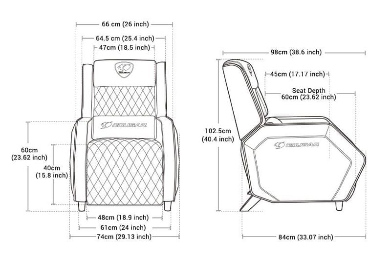 Sillón Gamer Cougar Ranger EVA 160kg (Reposacabezas, Cojín Lumbar, Transpirable, Reclinable) - - en Elite Center