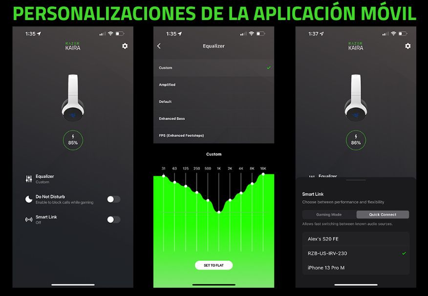 aplicacion movil para configurar los audifonos razer