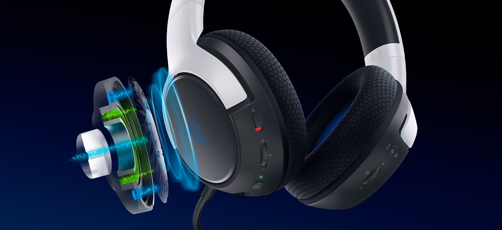 potencia del audífono. Se muestra el controlado de audio electrónico por fuera del audífono