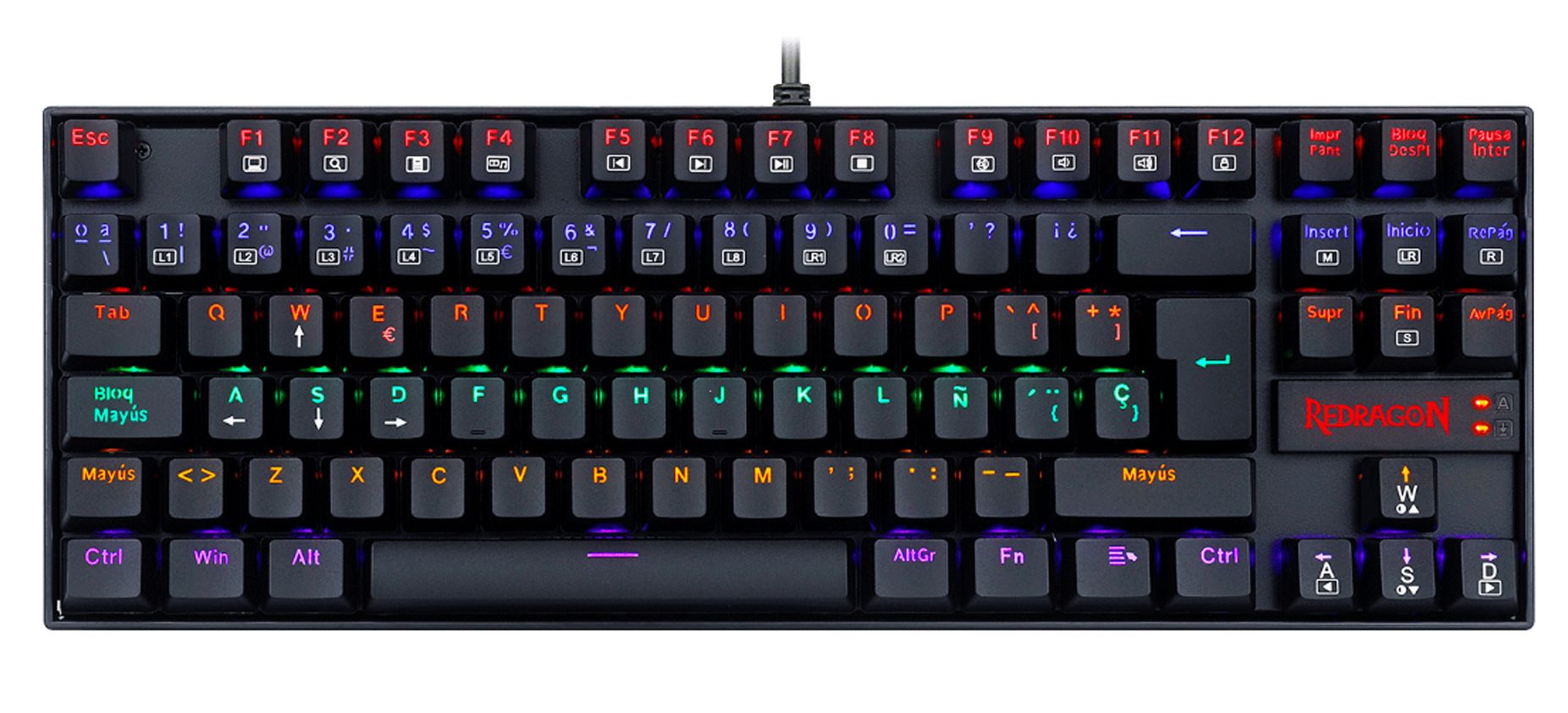 teclado redragon kumara rainbow rgb