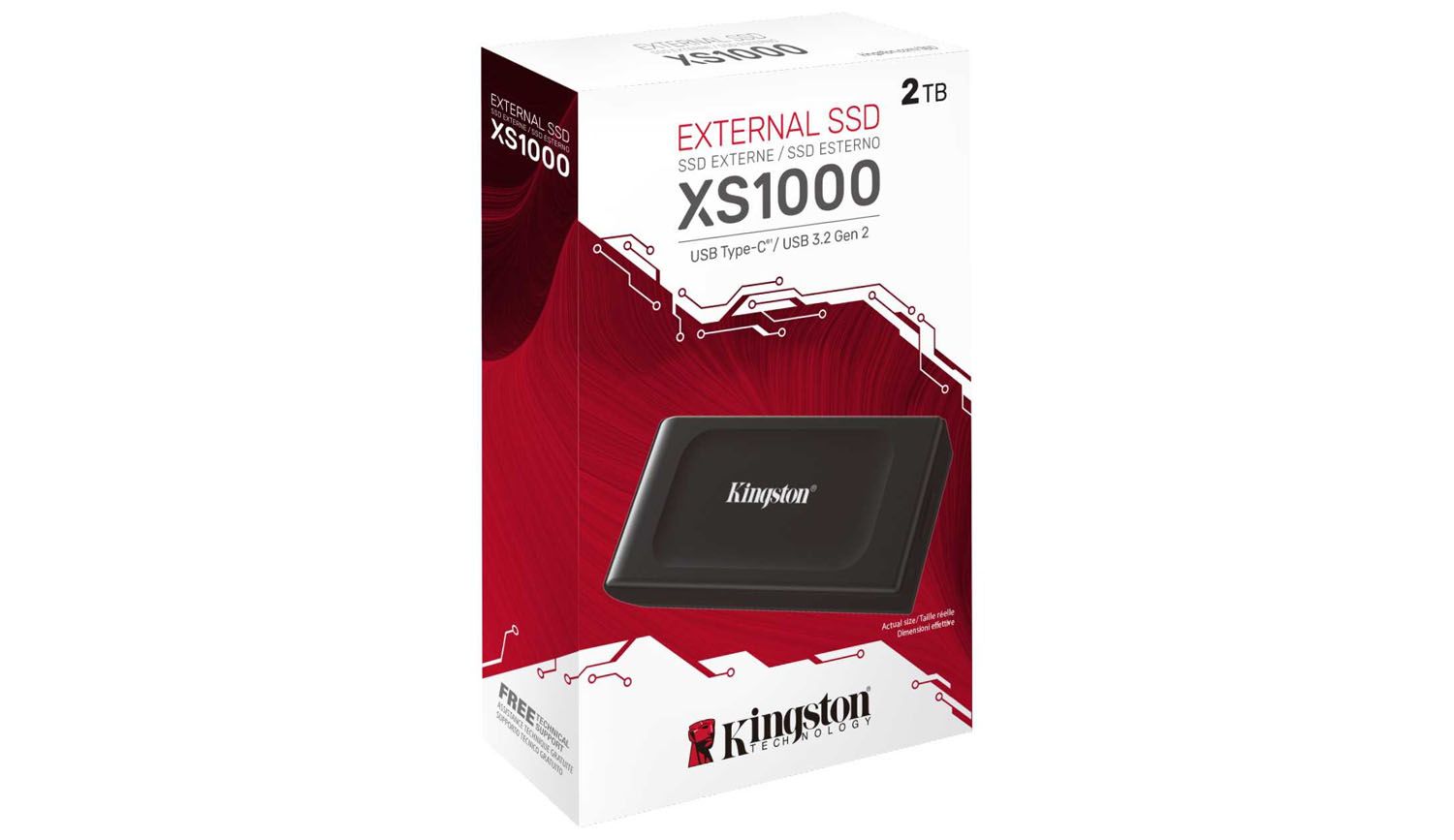 Disco Externo SSD Kingston XS1000 de 2TB (USB 3.2 Gen 2, Negro