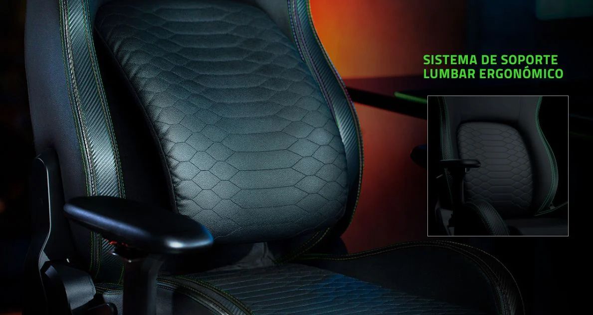 sistema de soporte lumbar de la silla razer