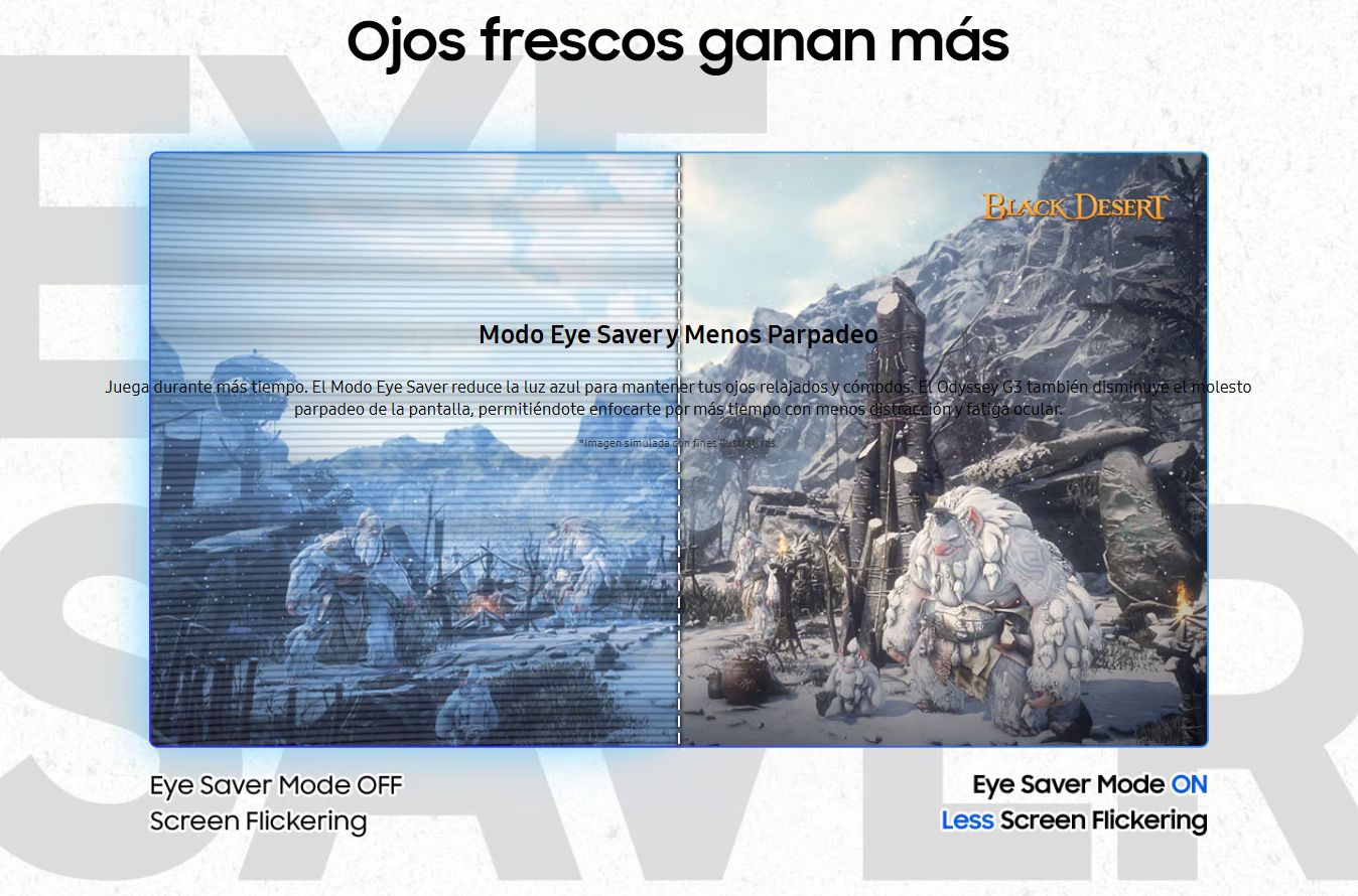 eye saver on en el monitor samsung odyssey g3