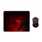 Kit Gamer Redragon Mouse M601+ MousePad (Receptor USB, 2400dpi, Negro/Rojo)