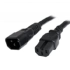 Cable Adaptador Startech Jumper Bridge IEC C14 a IEC C15 para UPS (1.8 Mts, 14 AWG, Negro)