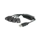 Adaptador Xtech Multipuerto USB-A (USB 2.0, 4 puertos, Negro)