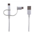 Cable Philips Lightning/USB-C/microUSB (1.2mts, Plateado)