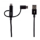 Cable Philips Lightning/USB-C/microUSB (1.2mts, Negro)