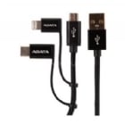 Cable ADATA USB a MicroUSB/USB-C/Lightning (MFi, Negro)