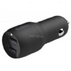 Cargador para Auto Belkin BoostCharge Doble Puerto (USB-A, 24W, Negro)