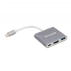 Adaptador USB-C Philco 3 en 1 (HDMI, USB, Gris)