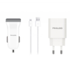 Kit Cargador Philco R2112 3n1 (Cable de 1.5 metros, Blanco)