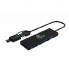 Adaptador Multipuerto HUB XTech XTC-390 USB-C/ USB-A (USB-A x4, Negro)